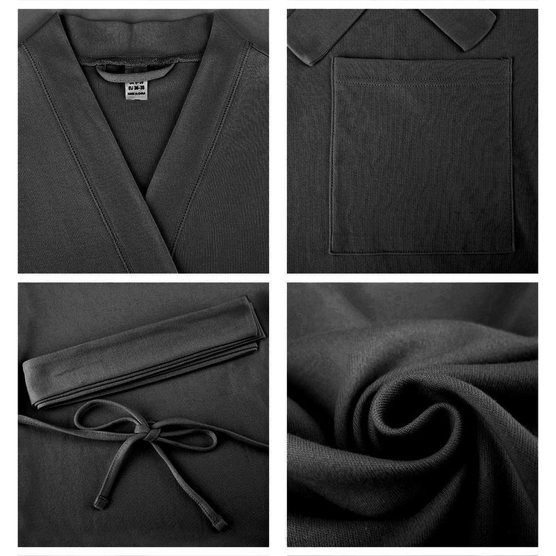 U2SKIIN Womens Robes, 100% Cotton Lightweight Robes 3/4 Sleeves Kimono Knit Soft Loungewear Short Bathrobe(Black,M) - Image 4